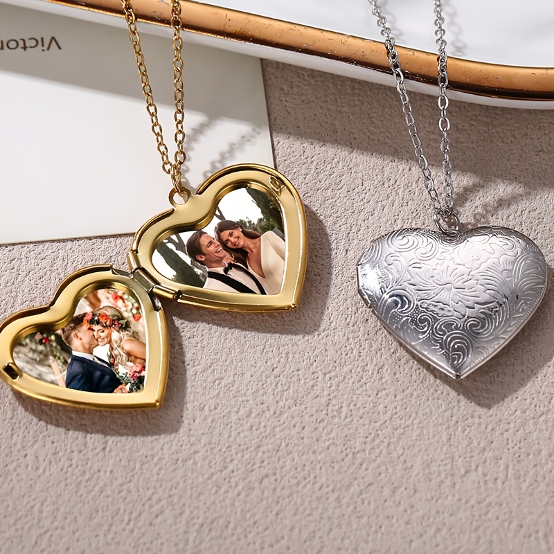 Customized Photo Heart-Shaped Necklace for Couples